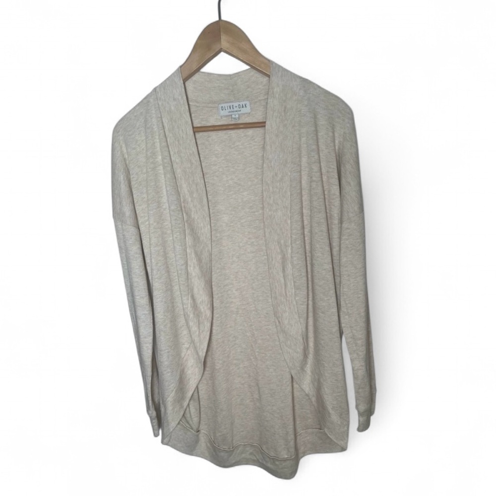 Olive + Oak Women's Sweater Size Small Open Front Cardigan Long Sleeve Cream - Picture 3 of 17